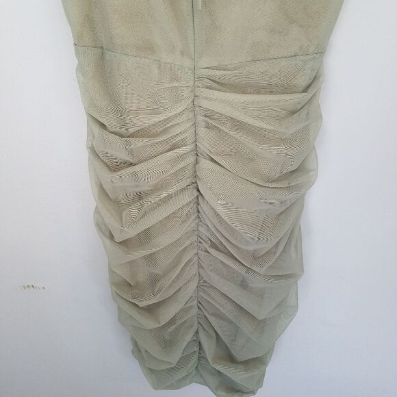 NWOT Miss Circle Flora Sage Green Mesh Stretchy Ruched Bodycon Halter Dress XL - Picture 12 of 13